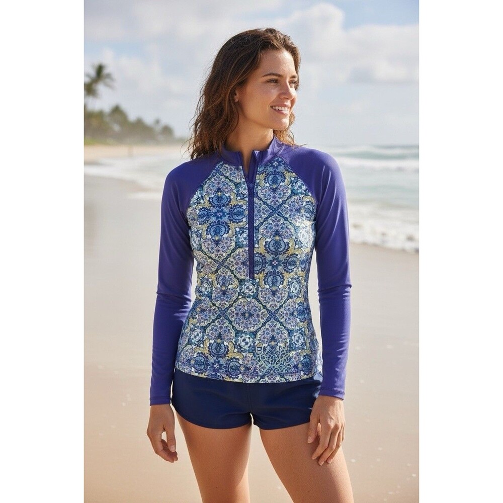 Allihop Rash Guard Women’s Swim Shirt Size XS Beach Resort Multicolor